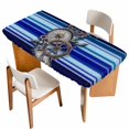 thumbnail image 1 of Vintage Anchor Nautical Table Cloths for 3 Foot Rectangle Tables, Coastal Blue Striped Patio Waterproof Elastic Fitted Tablecloths, Washable Rectangular Table Cover for Camping, 1 of 8