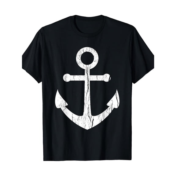 Vintage Anchor T-Shirt Graphic Tee Nautical Top Cotton Crew Neck Casual Shirt Comfort fit Black S-5XL