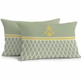 thumbnail image 1 of Vintage Anchor Texture Outdoor Pillow Covers Set of 2 Sage Green Geometric Classic Waterproof Throw Pillow Case Decorative Square Cushion Cover for Patio Couch Garden Balcony, 20"x12", 1 of 9