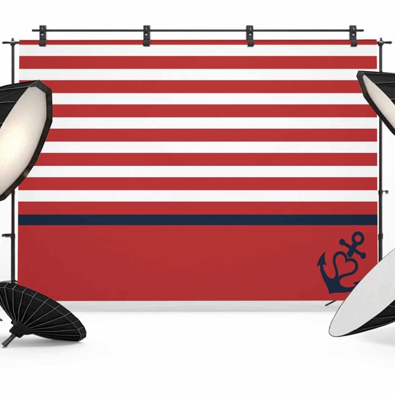Vintage Anchor Texture Photography Backdrop 8x6FT, Red Stripes Geometric Classic Photo Backdrops, Background for Photography Studio Photo Studio Background, Back Drop for Photoshoot