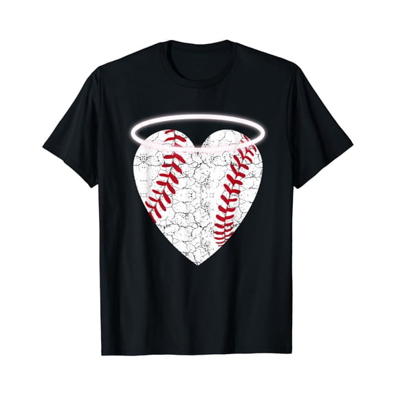 Vintage Angel Baseball Heart with Halo Graphic T-Shirt