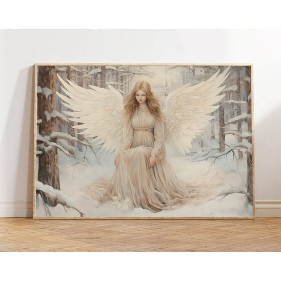 Vintage Angel Wall Art Vintage Angel Angel Poster Antique Angel Winter Angel Vintage Art, Unframed Poster Size 24x36