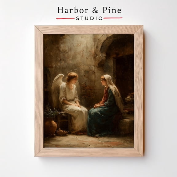 Vintage Angelic Annunciation Golden Illumination Rustic Unframed Paper Print