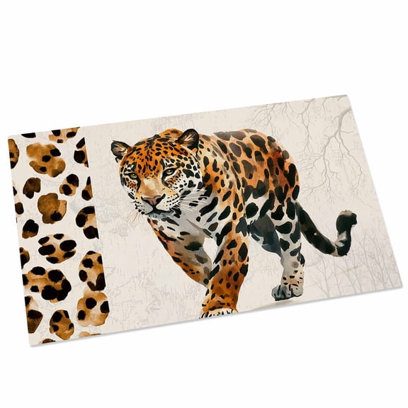 Vintage Animal Door Mat 16x24 Inch Watercolor Brown Tiger Texture Entryway Rug with Non-Slip Rubber, Front Door Rug Indoor Floor Mats for Living Room Bathroom Bedroom Home Office