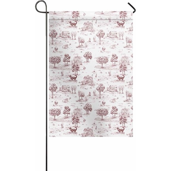 Vintage Animal Mini Garden Flag Country Style Cottage Tree Dog Welcome Burlap Yard Outdoor Decor Weather Resistant Double Stitched 12 x 18 Inch