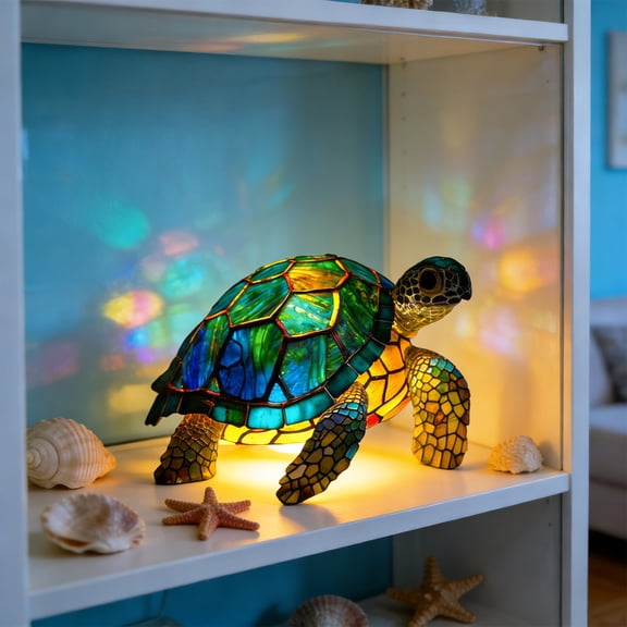 Vintage Animal Night Light Home Decor,Bohemian Resin Decorative Bedside Lamp,Retro Painting Table Lamp Nightlight for Bedroom Decoration,Gift for Animal Lovers,Friends and Familys(Sea Turtle)