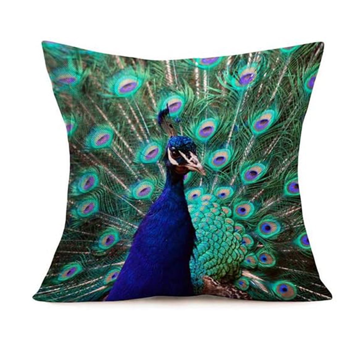 Vintage Animal Peacock Cotton Linen 18x18 Inch Throw Pillow Covers - Main Image