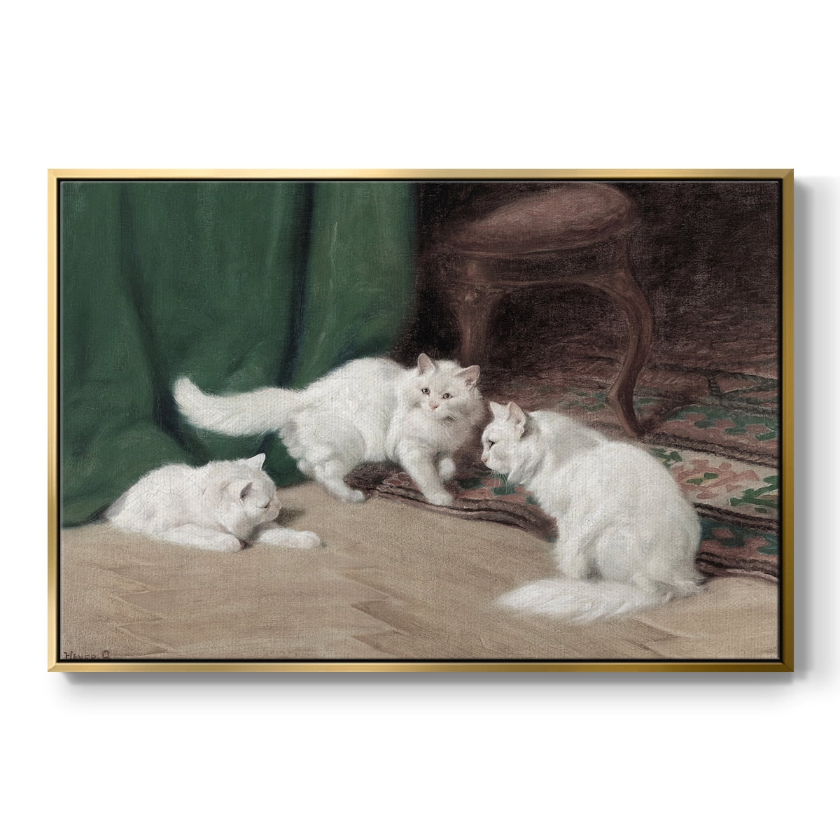 Vintage Animal Print-VI By Wexford Home Framed in Gold Wood Gallery Wrapped Canvas 17 in. x 25 in.