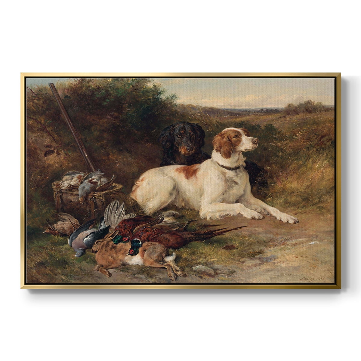 Vintage Animal Print-XIV By Wexford Home Framed in Gold Wood Gallery Wrapped Canvas 17 in. x 25 in.