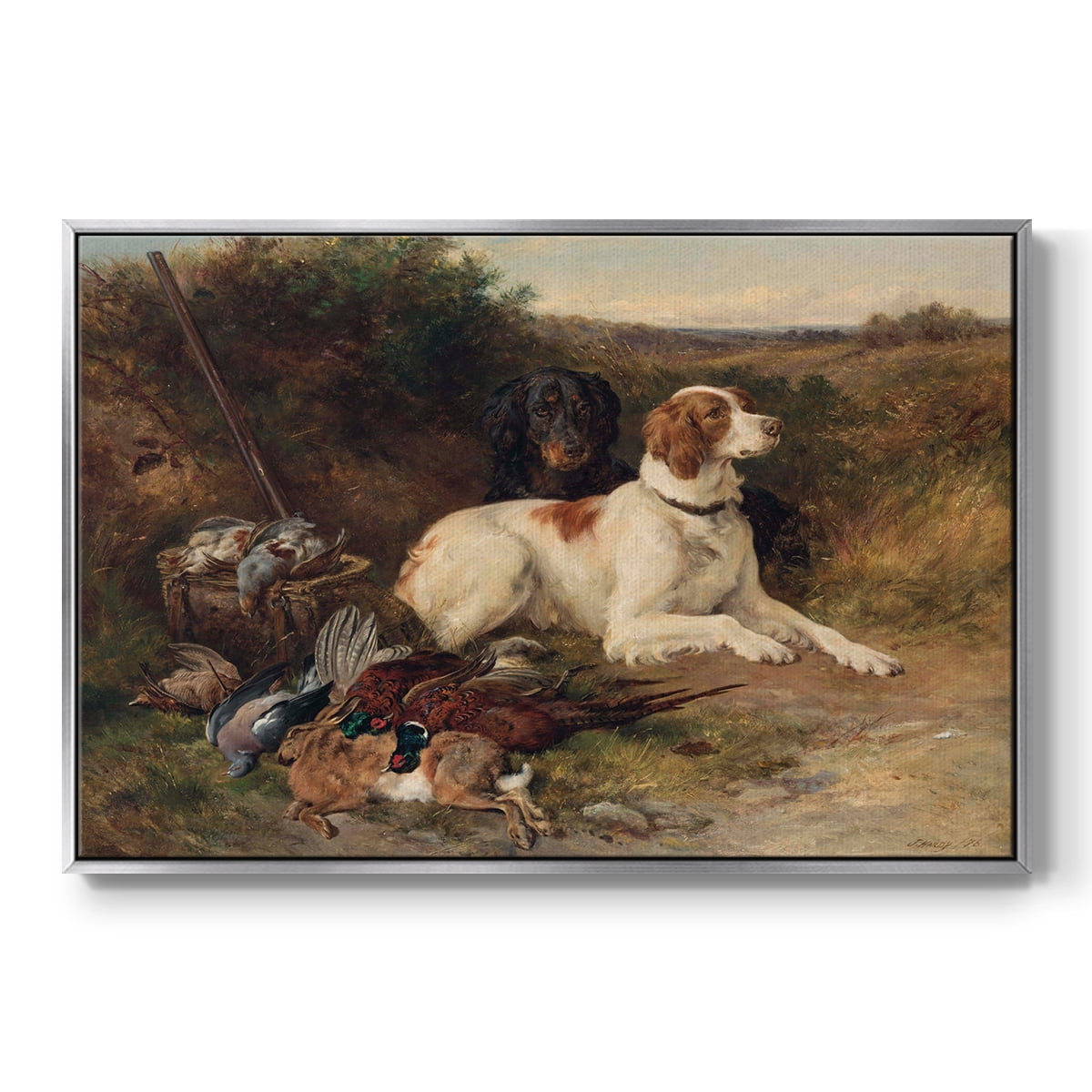Vintage Animal Print-XIV By Wexford Home Framed in Silver Wood Gallery Wrapped Canvas 25 in. x 37 in.
