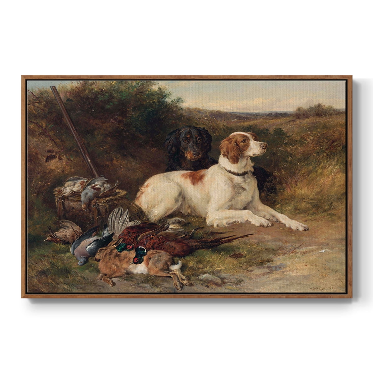 Vintage Animal Print-XIV By Wexford Home Framed in Walnut Wood Gallery Wrapped Canvas 17 in. x 25 in.