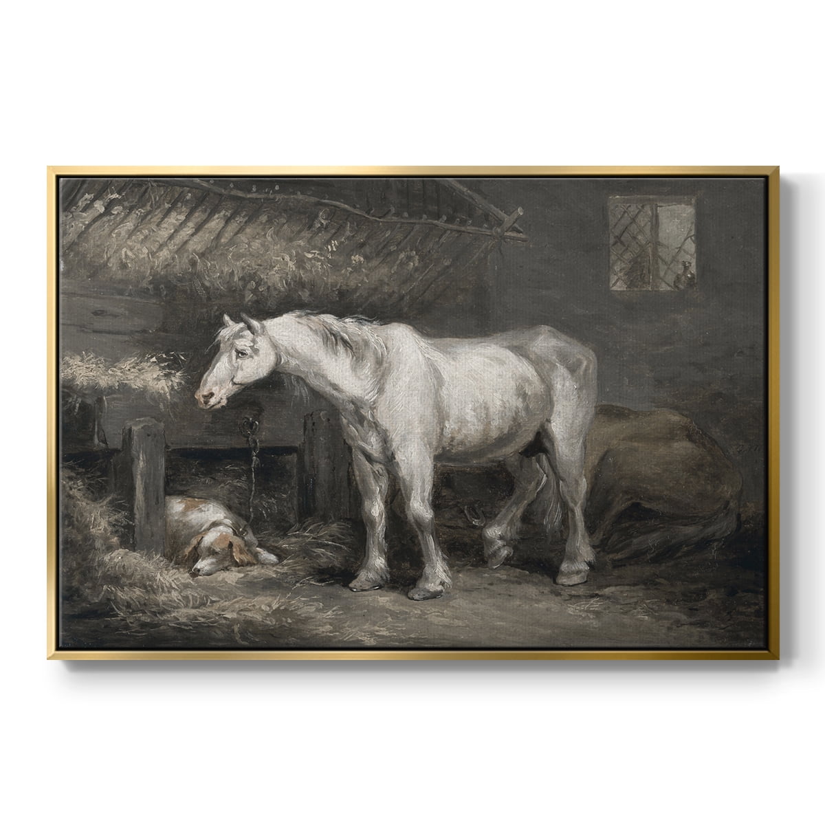 Vintage Animal Print-XLII By Wexford Home Framed in Gold Wood Gallery Wrapped Canvas 25 in. x 37 in.
