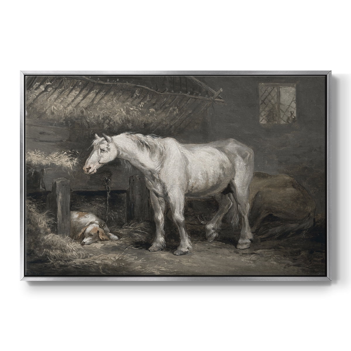 Vintage Animal Print-XLII By Wexford Home Framed in Silver Wood Gallery Wrapped Canvas 17 in. x 25 in.