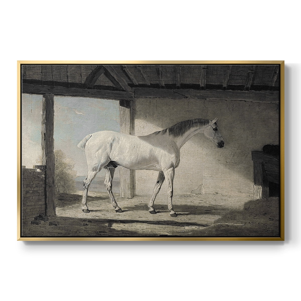 Vintage Animal Print-XLIII By Wexford Home Framed in Gold Wood Gallery Wrapped Canvas 25 in. x 37 in.