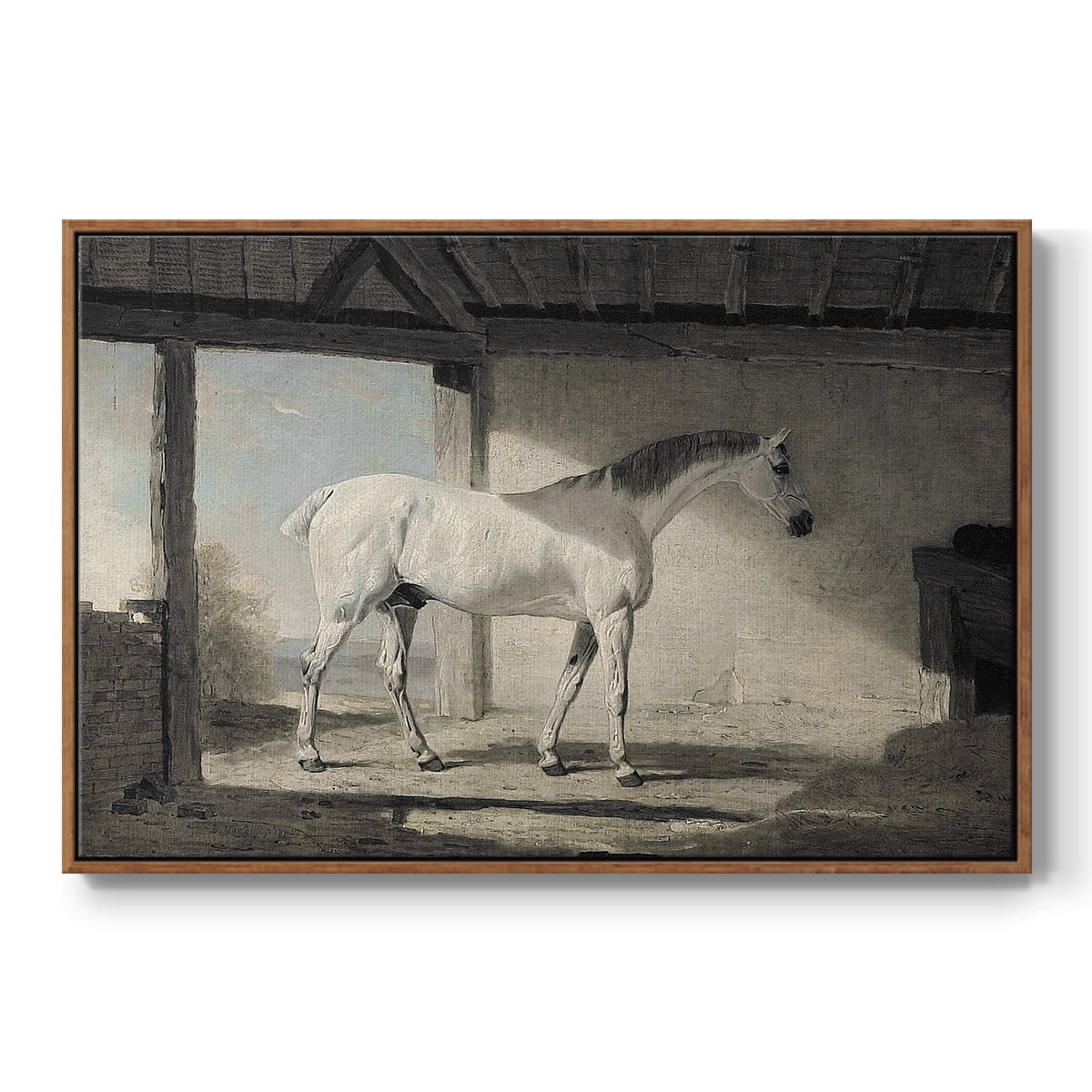 Vintage Animal Print-XLIII By Wexford Home Framed in Walnut Wood Gallery Wrapped Canvas 25 in. x 37 in.