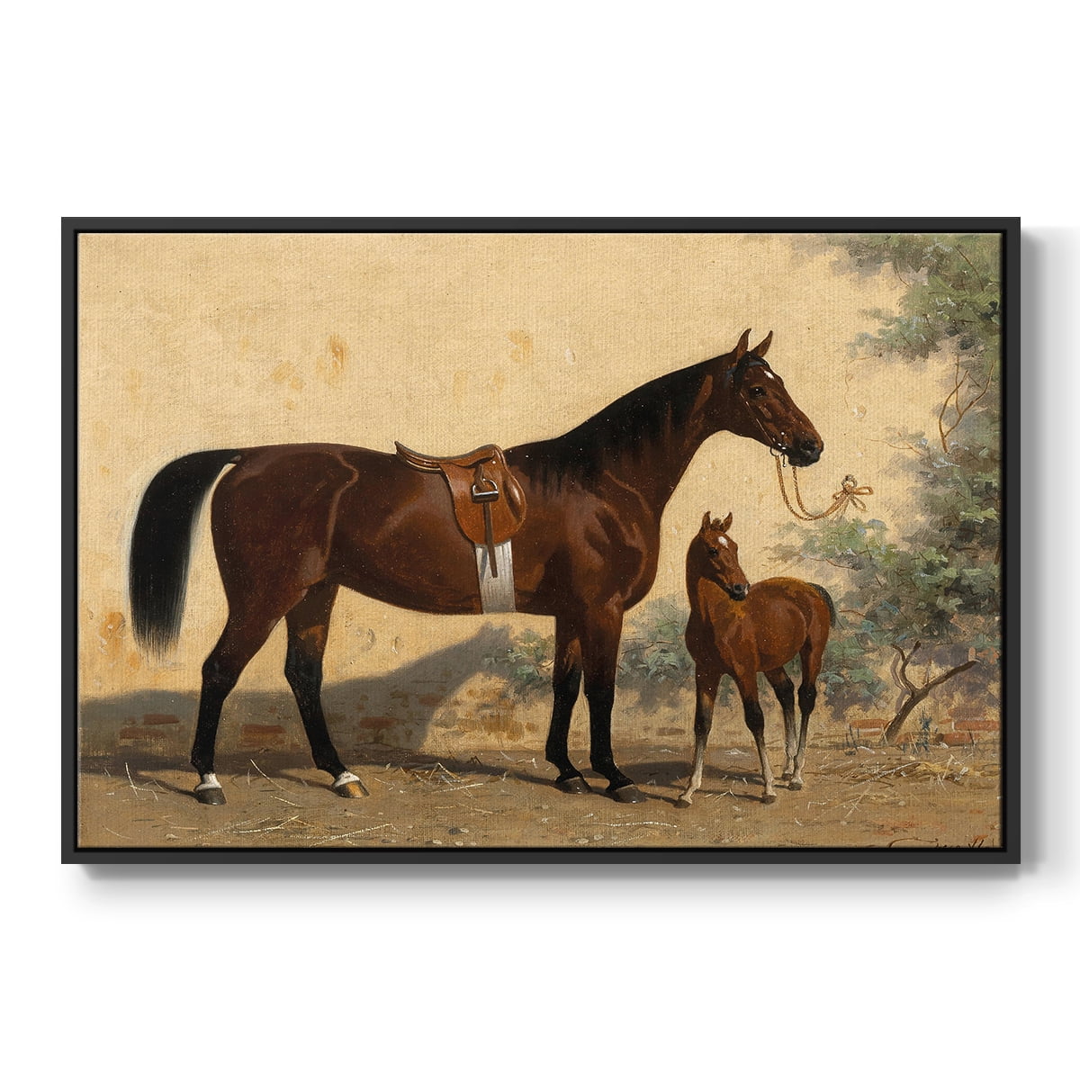 Vintage Animal Print-XLV By Wexford Home Framed in Black Wood Gallery Wrapped Canvas 17 in. x 25 in.