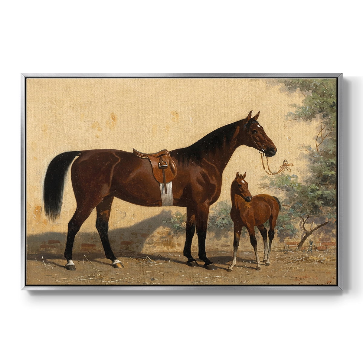 Vintage Animal Print-XLV By Wexford Home Framed in Silver Wood Gallery Wrapped Canvas 17 in. x 25 in.