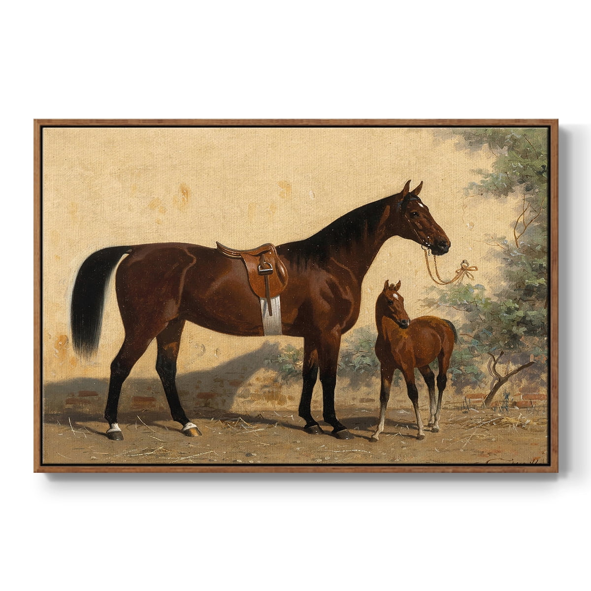 Vintage Animal Print-XLV By Wexford Home Framed in Walnut Wood Gallery Wrapped Canvas 27 in. x 41 in.