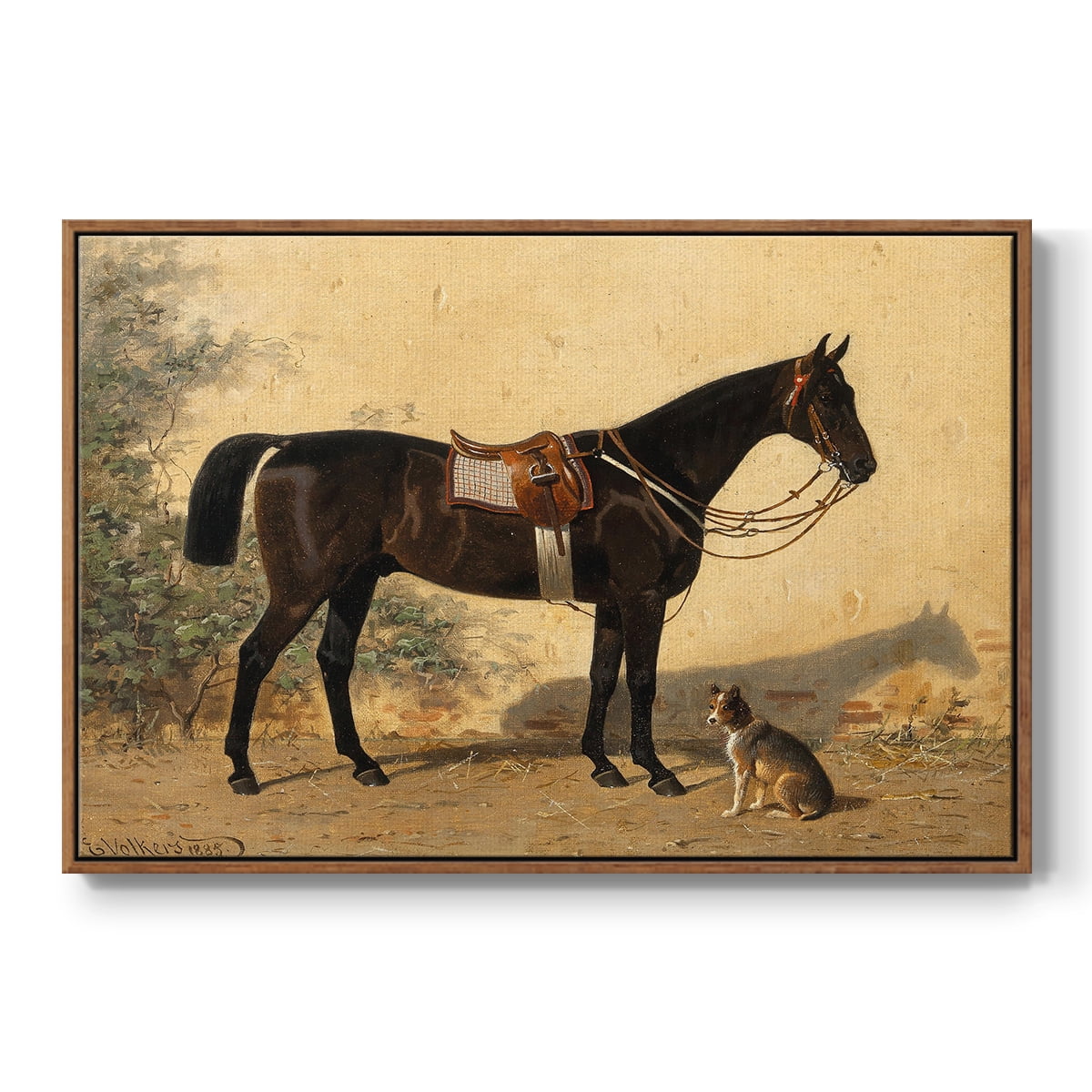 Vintage Animal Print-XLVI By Wexford Home Framed in Walnut Wood Gallery Wrapped Canvas 27 in. x 41 in.