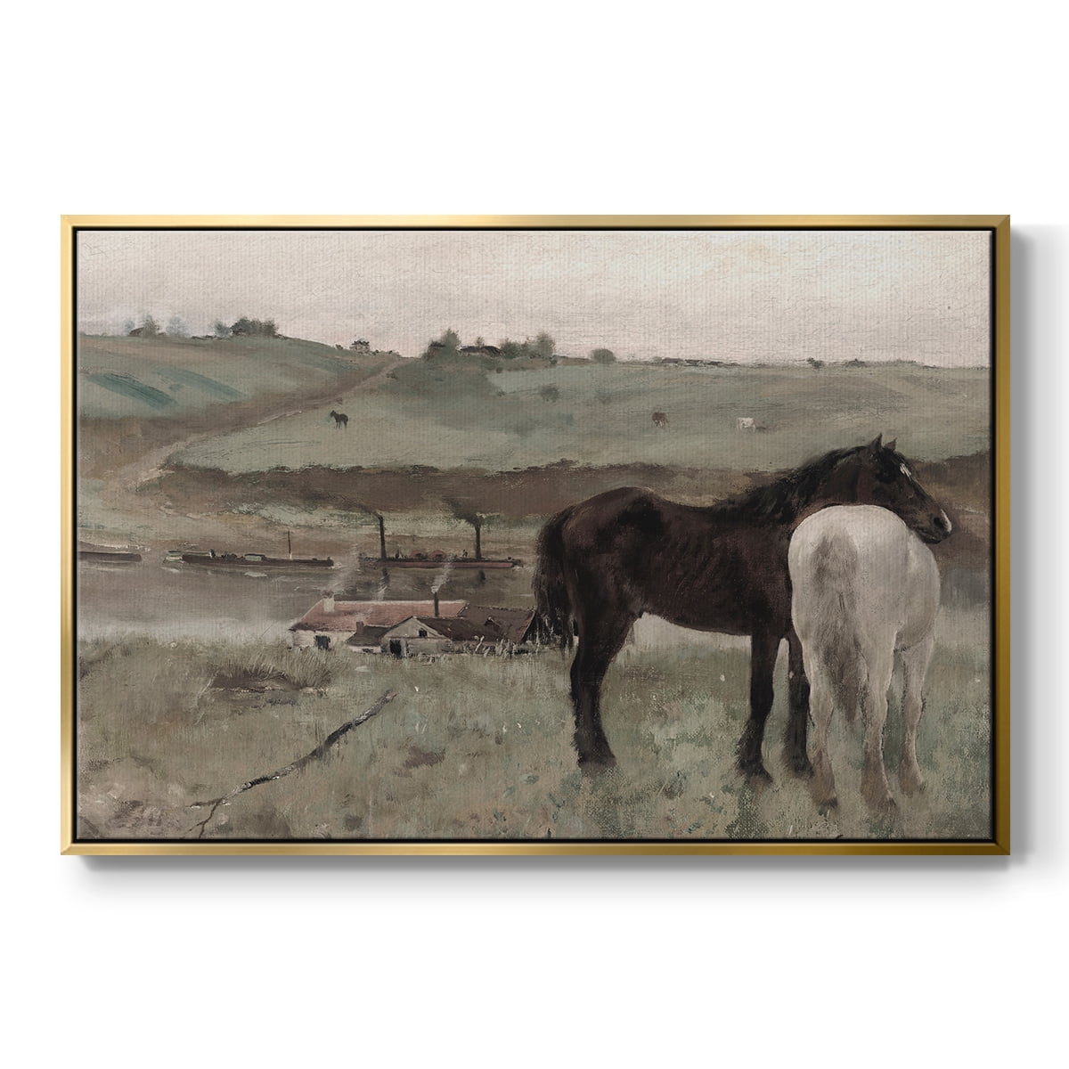 Vintage Animal Print-XV By Wexford Home Framed in Gold Wood Gallery Wrapped Canvas 25 in. x 37 in.