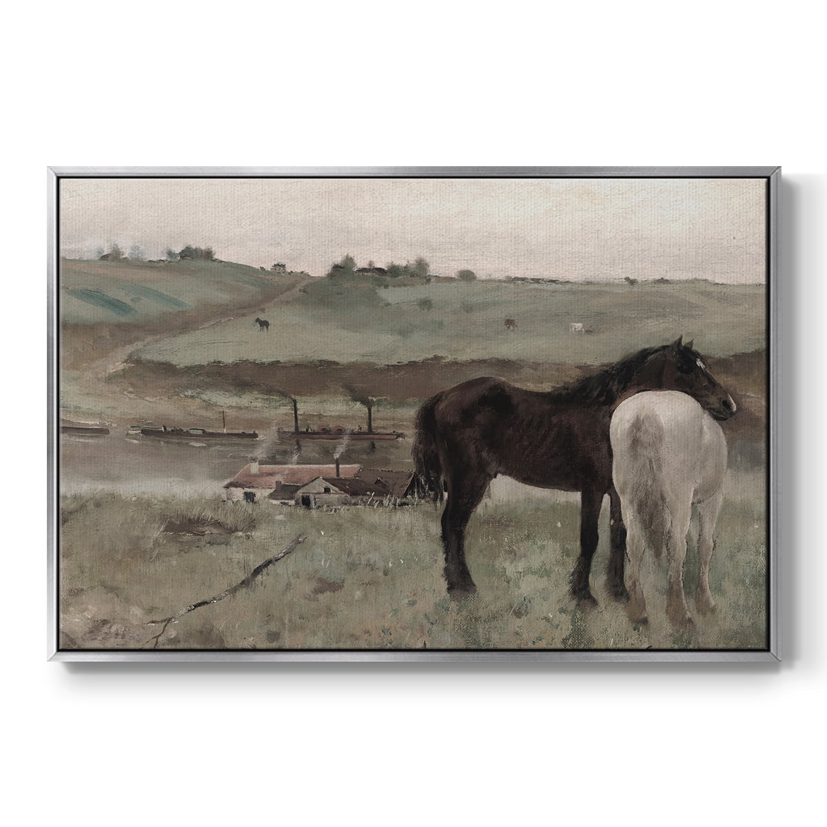 Vintage Animal Print-XV By Wexford Home Framed in Silver Wood Gallery Wrapped Canvas 25 in. x 37 in.