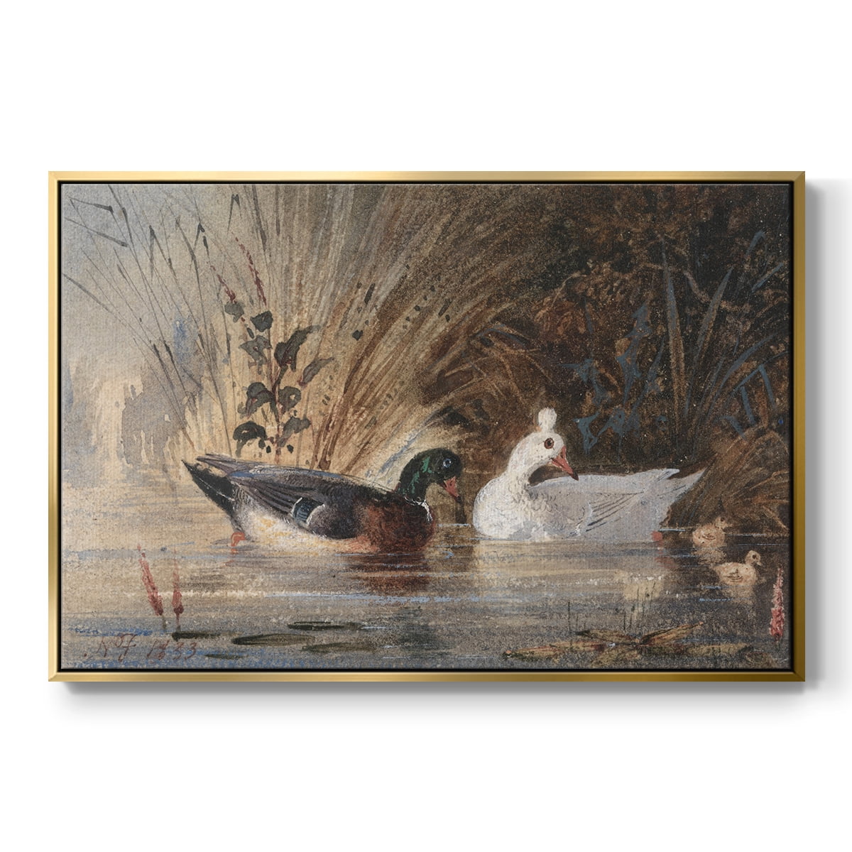 Vintage Animal Print-XVIII By Wexford Home Framed in Gold Wood Gallery Wrapped Canvas 25 in. x 37 in.
