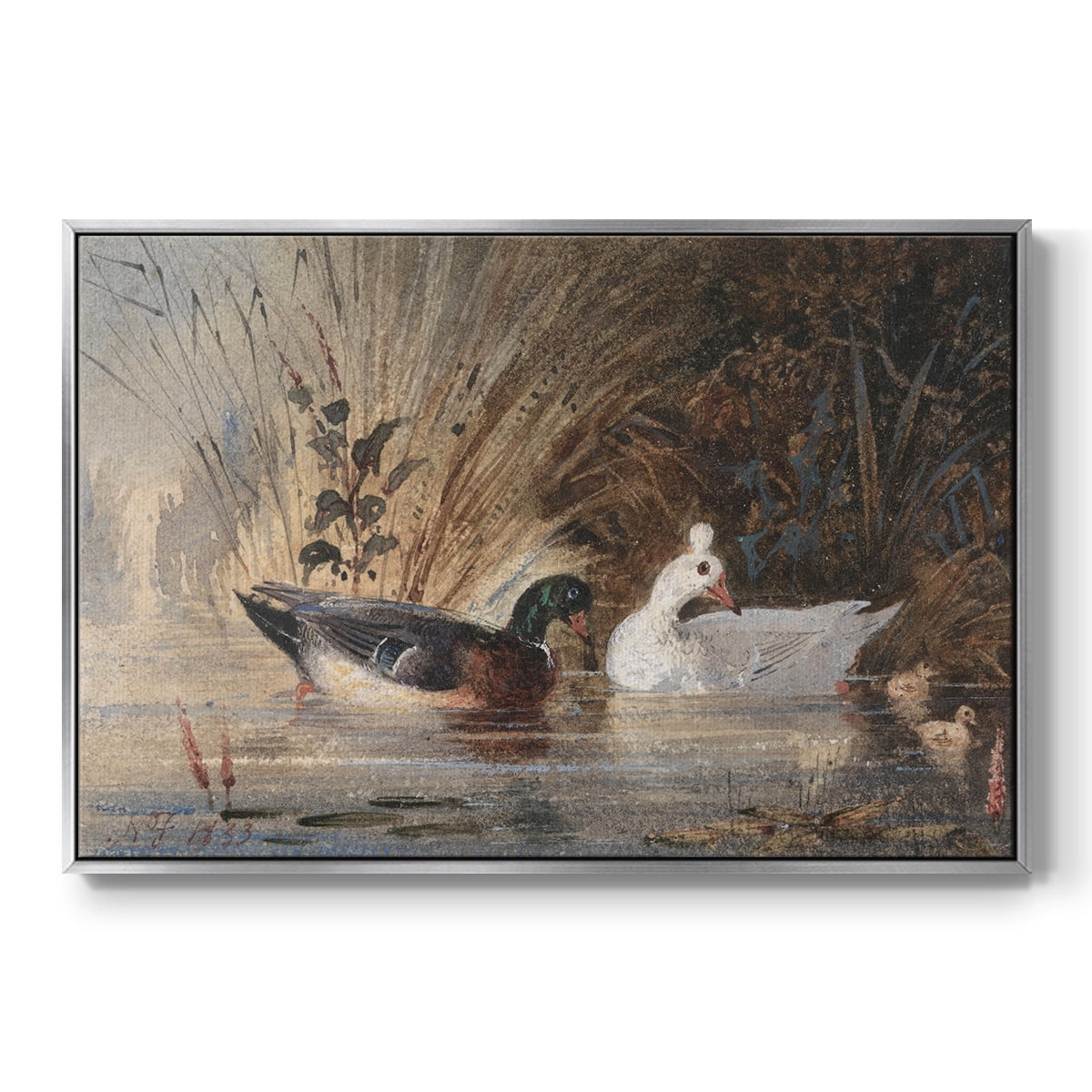 Vintage Animal Print-XVIII By Wexford Home Framed in Silver Wood Gallery Wrapped Canvas 27 in. x 41 in.