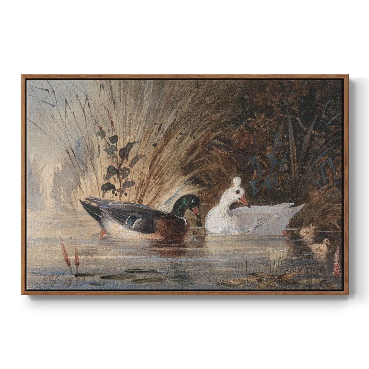 Vintage Animal Print-XVIII By Wexford Home Framed in Walnut Wood Gallery Wrapped Canvas 25 in. x 37 in.