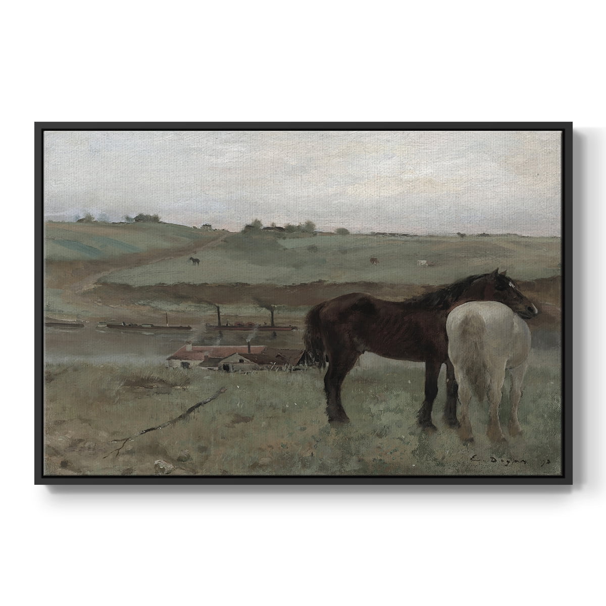 Vintage Animal Print-XXI By Wexford Home Framed in Black Wood Gallery Wrapped Canvas 25 in. x 37 in.