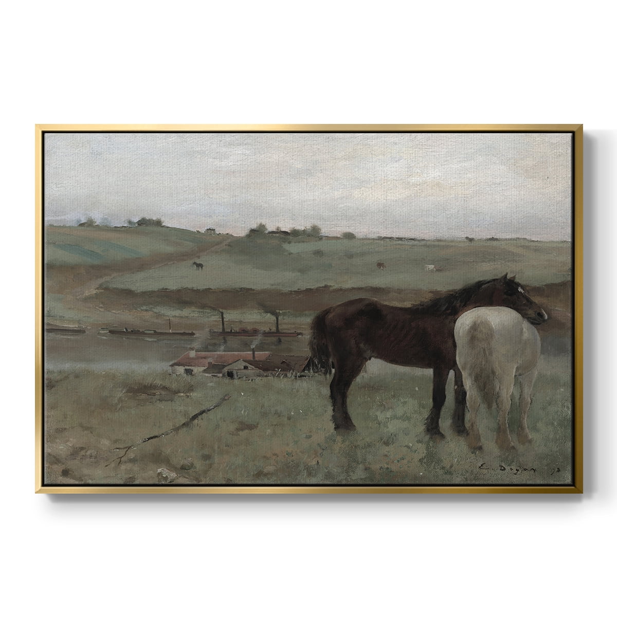 Vintage Animal Print-XXI By Wexford Home Framed in Gold Wood Gallery Wrapped Canvas 27 in. x 41 in.