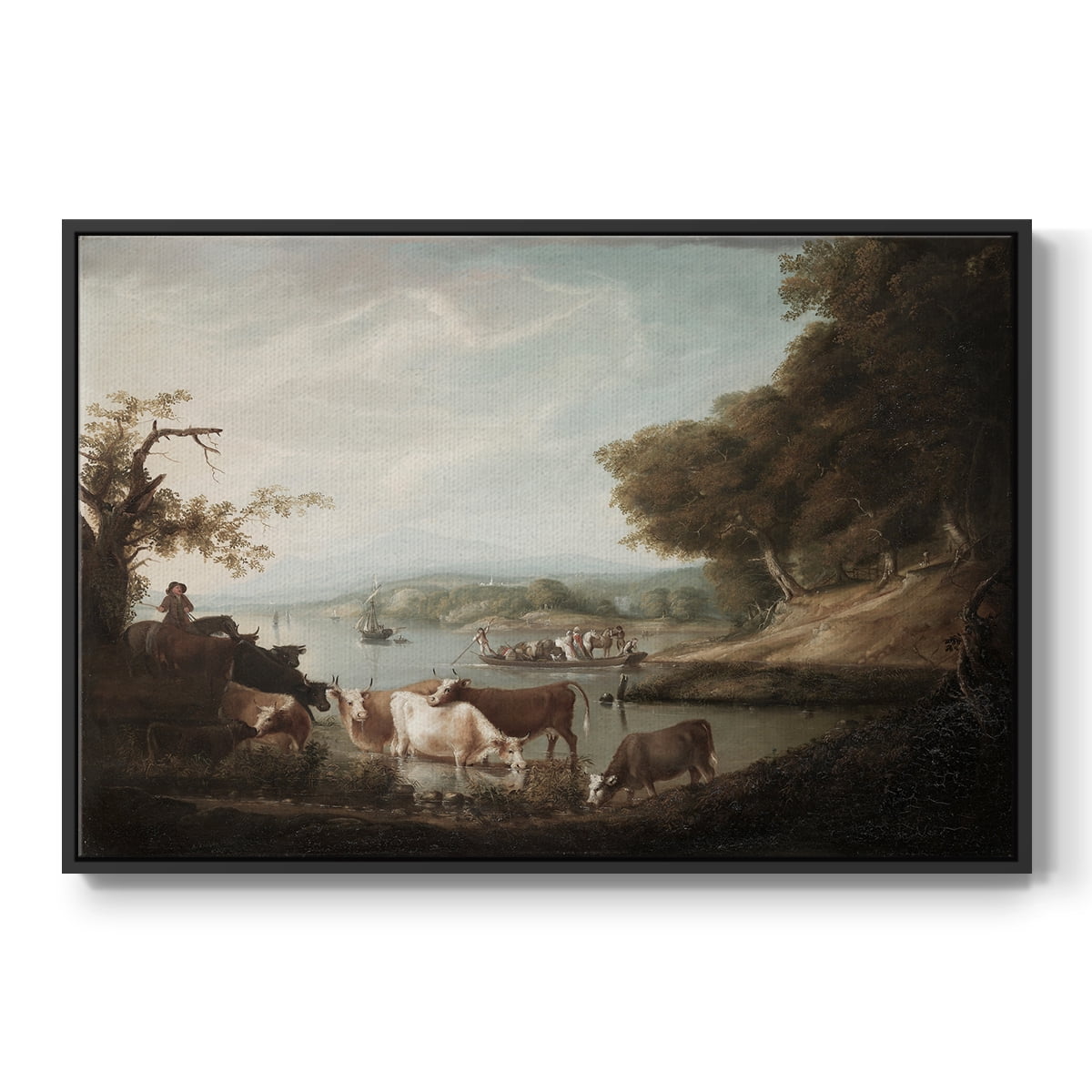 Vintage Animal Print-XXIII By Wexford Home Framed in Black Wood Gallery Wrapped Canvas 25 in. x 37 in.