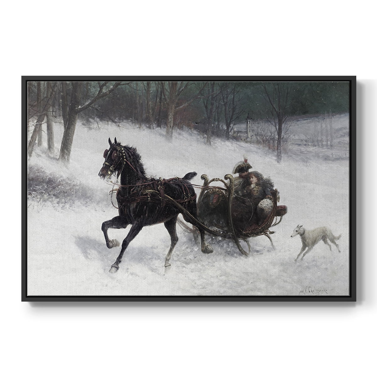 Vintage Animal Print-XXIV By Wexford Home Framed in Black Wood Gallery Wrapped Canvas 27 in. x 41 in.