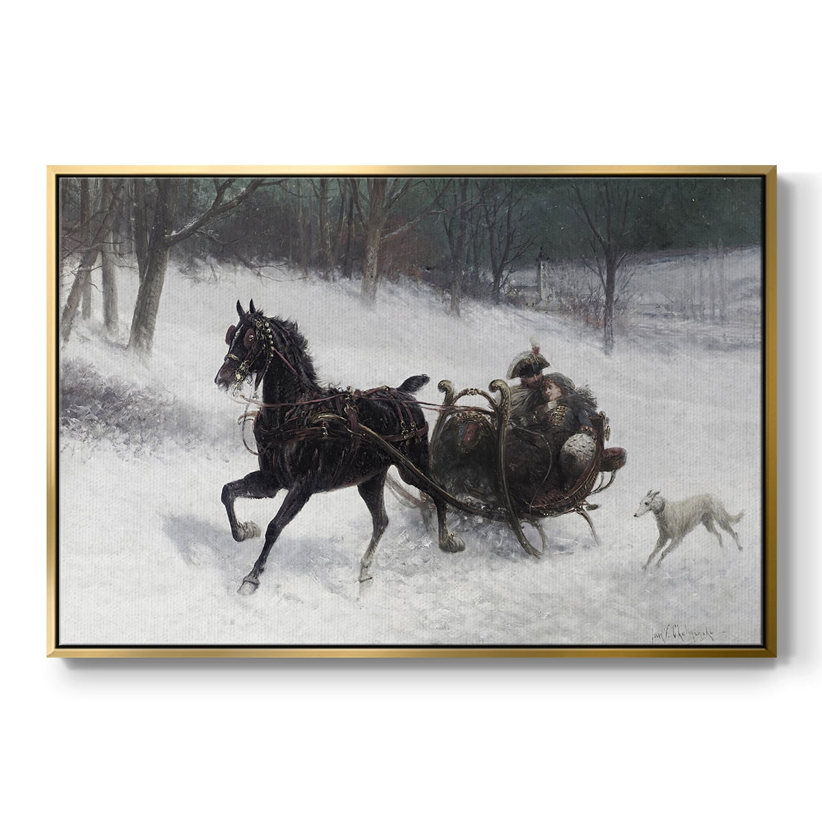 Vintage Animal Print-XXIV By Wexford Home Framed in Gold Wood Gallery Wrapped Canvas 25 in. x 37 in.
