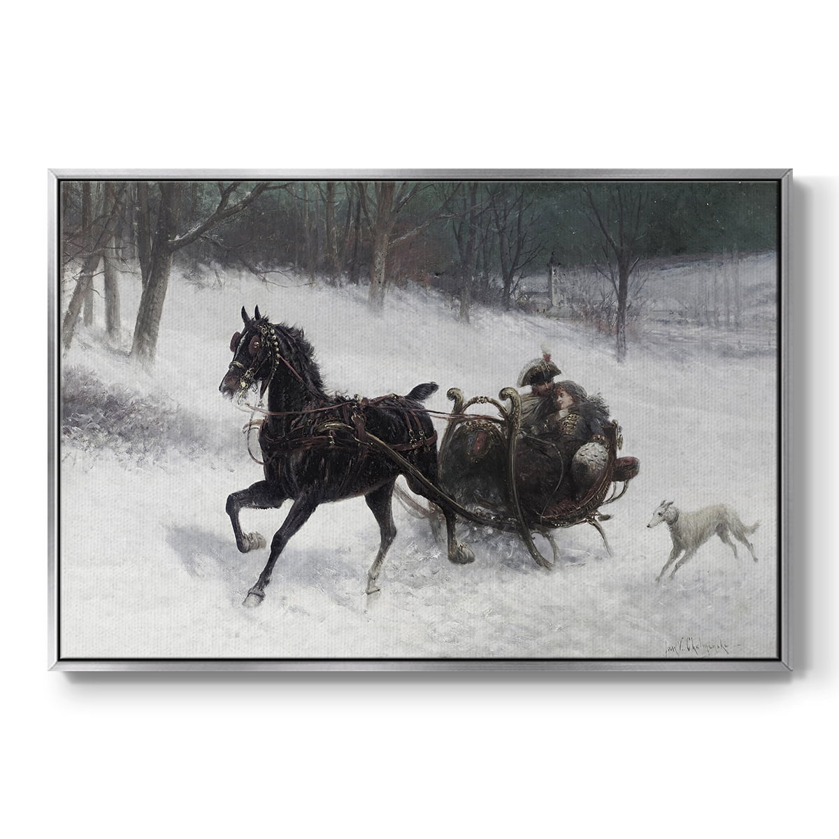 Vintage Animal Print-XXIV By Wexford Home Framed in Silver Wood Gallery Wrapped Canvas 25 in. x 37 in.