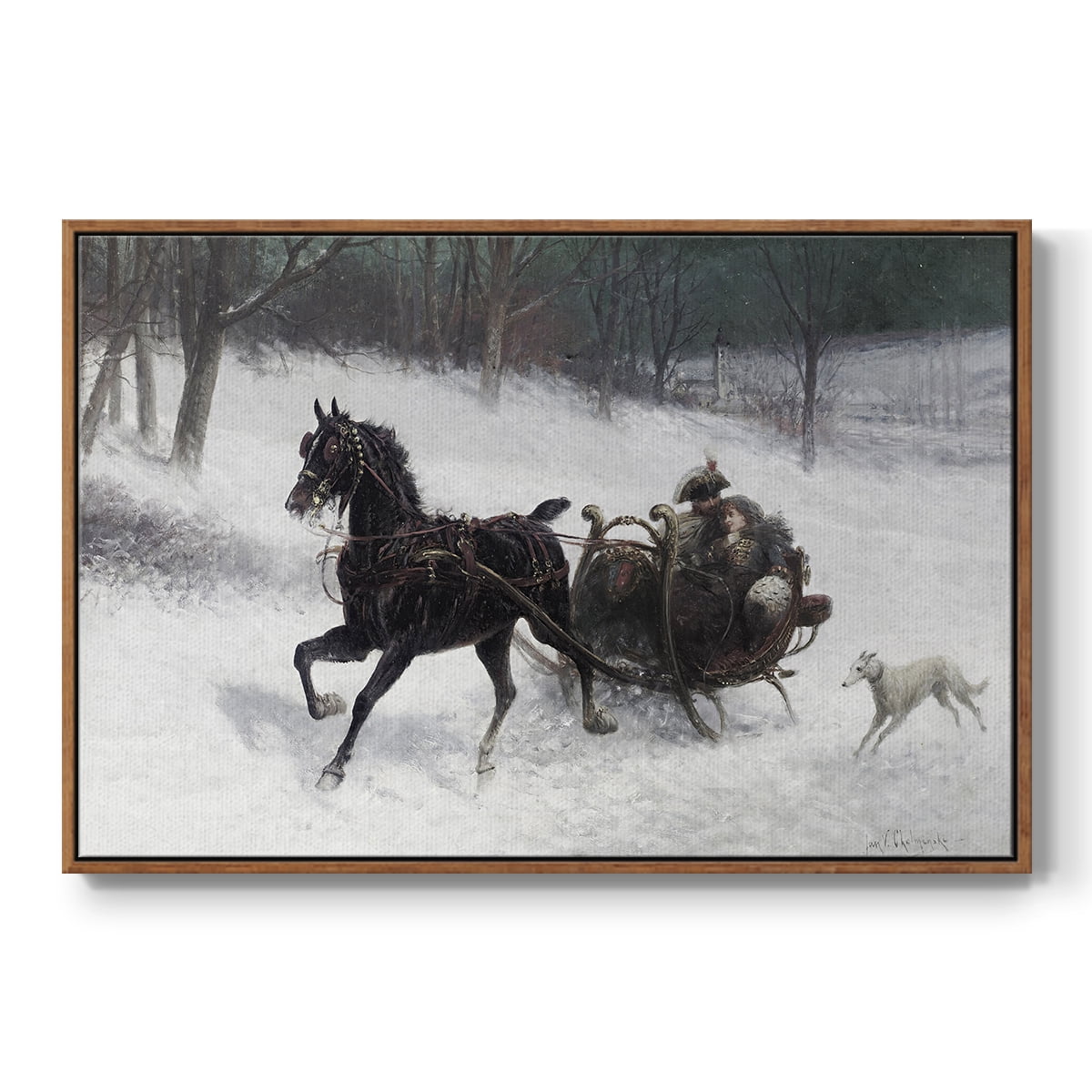 Vintage Animal Print-XXIV By Wexford Home Framed in Walnut Wood Gallery Wrapped Canvas 17 in. x 25 in.