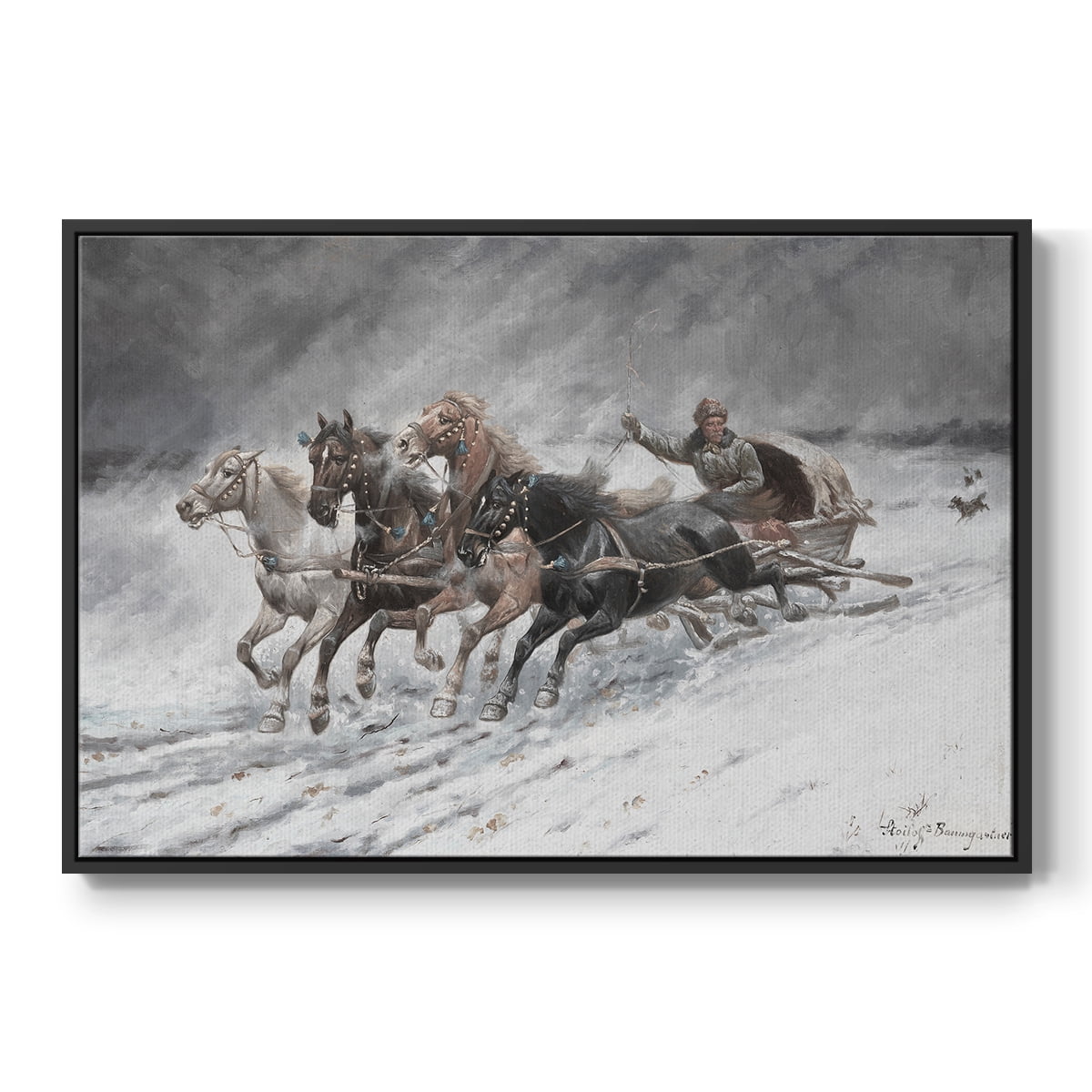 Vintage Animal Print-XXVI By Wexford Home Framed in Black Wood Gallery Wrapped Canvas 17 in. x 25 in.