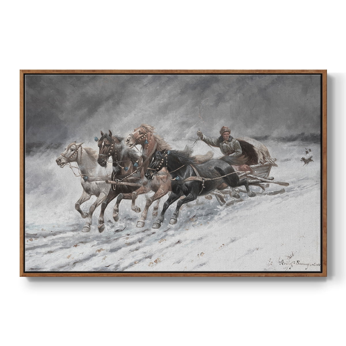 Vintage Animal Print-XXVI By Wexford Home Framed in Walnut Wood Gallery Wrapped Canvas 17 in. x 25 in.