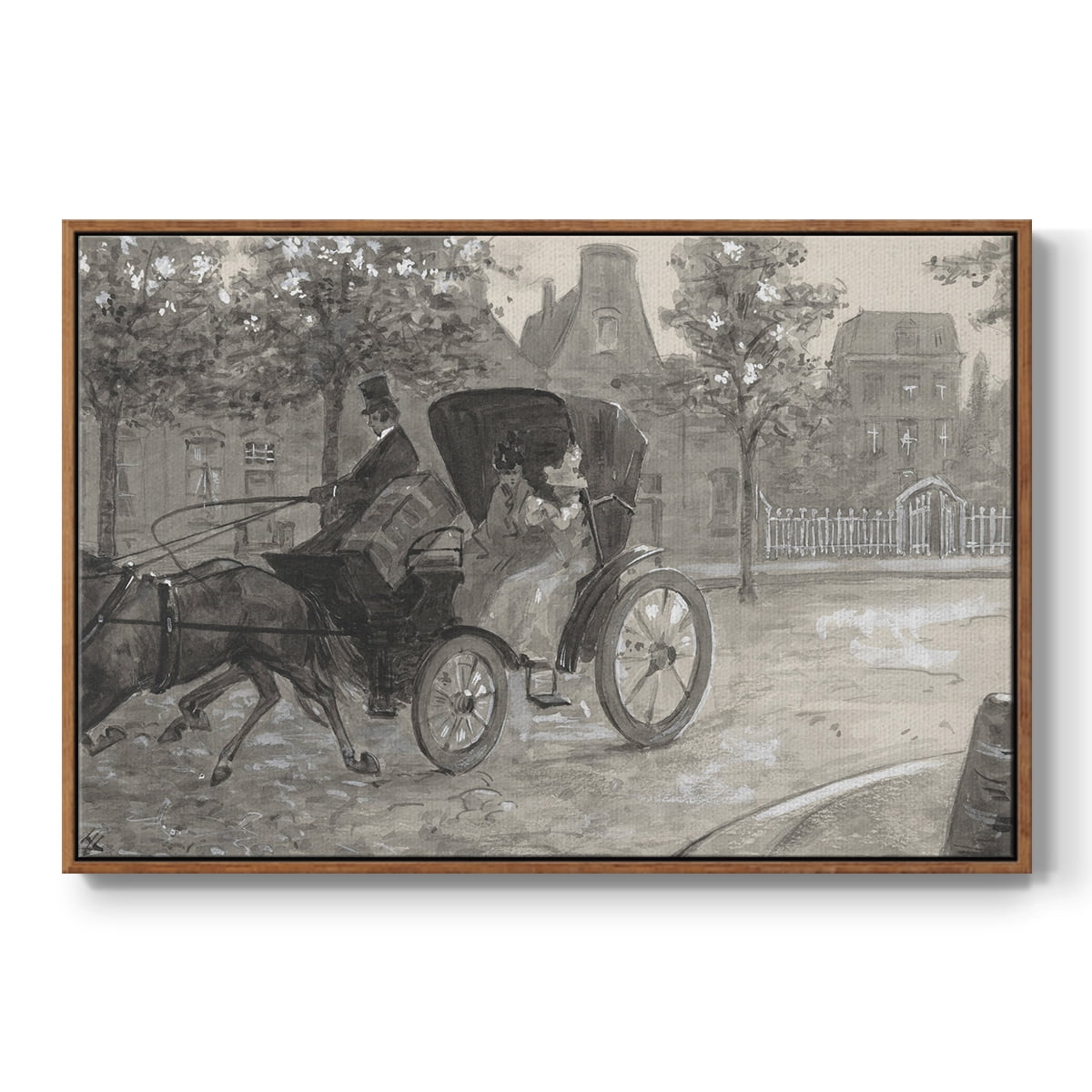 Vintage Animal Print-XXVIII By Wexford Home Framed in Walnut Wood Gallery Wrapped Canvas 27 in. x 41 in.