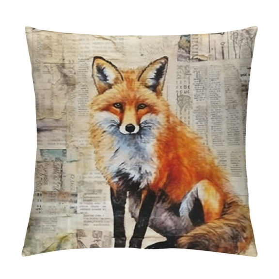 Vintage Animal Throw Pillow Covers Wild Animals Black Bear Fox Owl Hamster Square Decorative Cushion Covers with Rustic Lettering Pillowcases Cushion Case