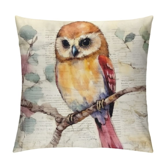 Vintage Animal Throw Pillow Covers Wild Animals Black Bear Fox Owl Hamster Square Decorative Cushion Covers with Rustic Lettering Pillowcases Cushion Case