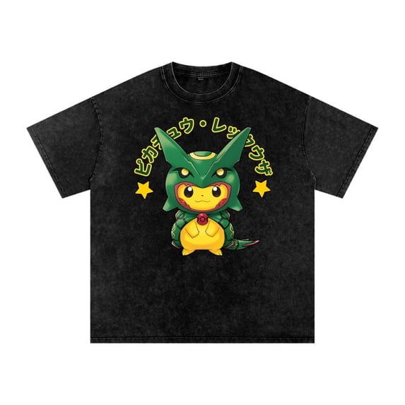 Vintage Anime Pikachu Inspired Graphic Tee with Electric Creature Style Retro Acid Wash Look Streetwear Shirt Comfort Colors Unisex Cotton T-Shirt, Sizes S-5XL