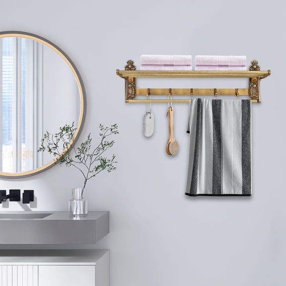 Vintage Antique Brass Color Wall Mount Towel Rack Foldable Towel Rack Vintage Bathroom Towel Rack 23.82 in