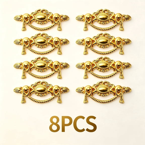 Vintage Antique Bronze Drawer Pull Handles, 8 Pack Ornate Tassel Rope Cabinet Pulls, Alloy Decorative Drop Handle for Dresser Closet Jewelry Box Furniture Hardware, 83mm Hole Center