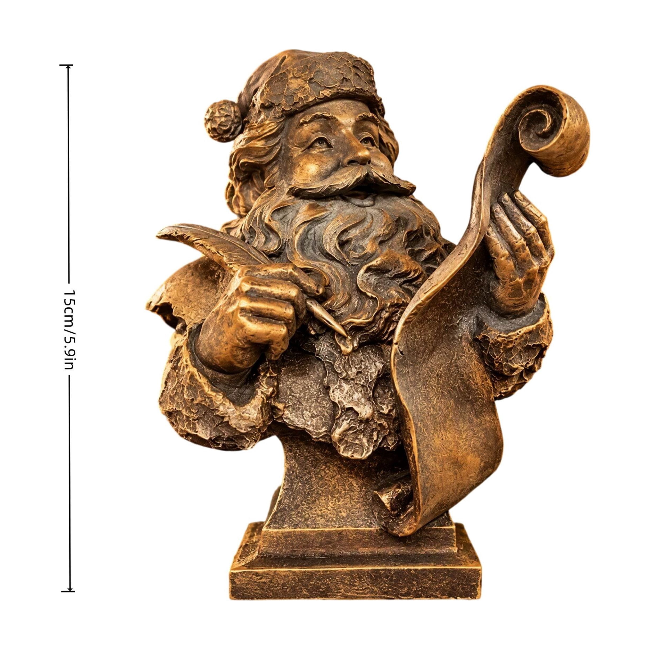 Vintage Antique Bronze Finish Santa Claus Bust Statue with Quill and ...
