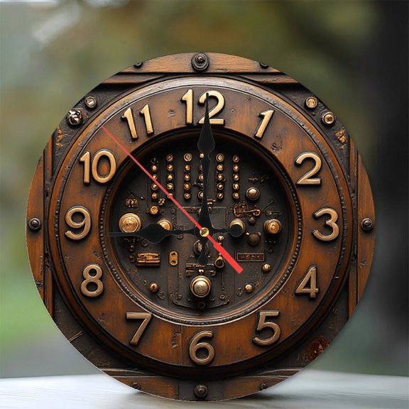 Vintage Antique Clock Wall Decor Home 10-Inch Silent Wooden Wall Clock, Battery Operated (AA Batteries Not Included), Artistic Home Decor