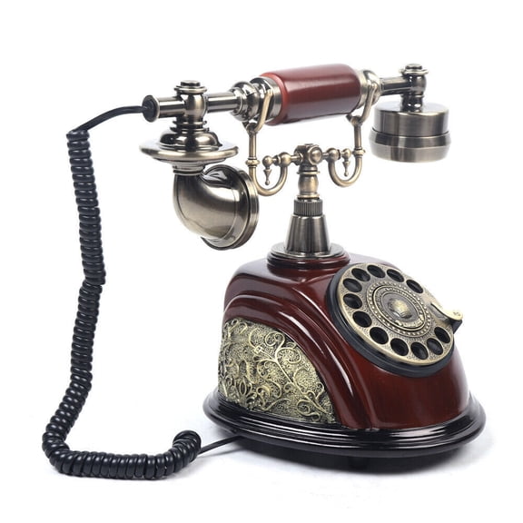 Vintage Antique Landline Phone Zinc Alloy Handset Electroplated Gold Classic Rotary Dial Home Decor Telephone
