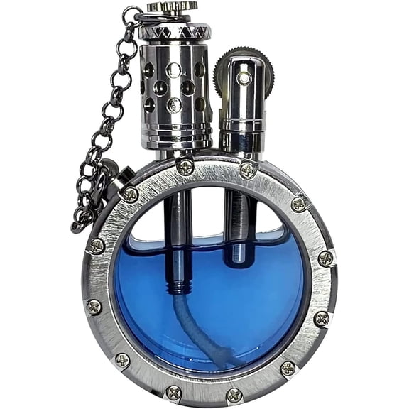 Vintage Antique Lighter with Creative Transparent Bottle Design, Cool Steampunk Kerosene Lighter, Unique Birthday Gifts for Men Dad Husband (Sliver)