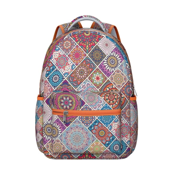 Vintage Antique Lovers Style School Backpack for Student, Durable Waterproof Oxford Cloth with Worn-Out Effect and Faded Style Patterns, Adjustable Straps, Large Capacity Rustic Bag