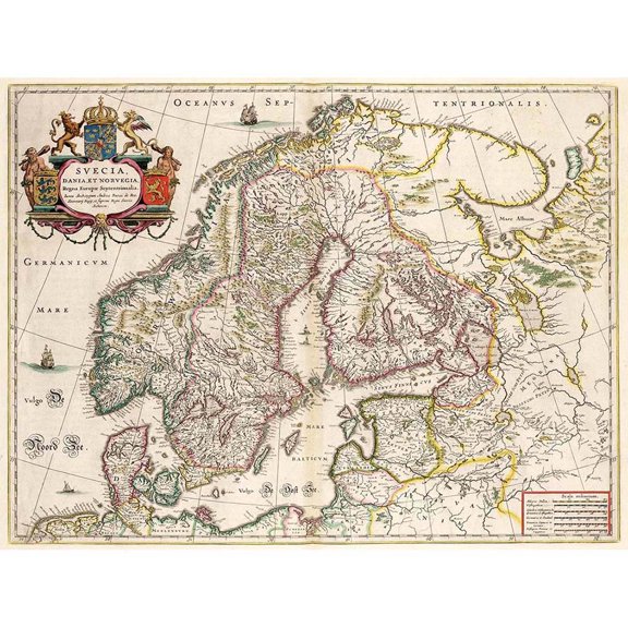 Vintage Antique Map Scandinavia Norway Sweeden Finland Unframed Wall Art Print Poster Home Decor Premium