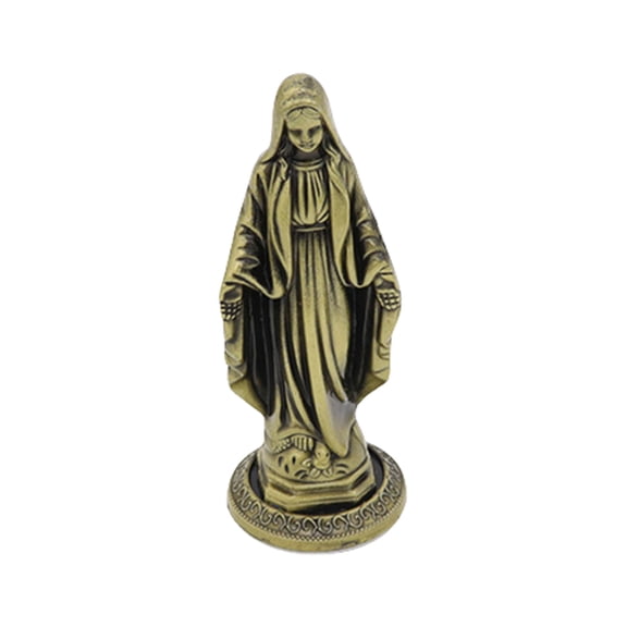 Vintage Antique Metal Standing Maria Figurine Catholic Miniature Statue Christian Religious Ornament for Tabletop Decors